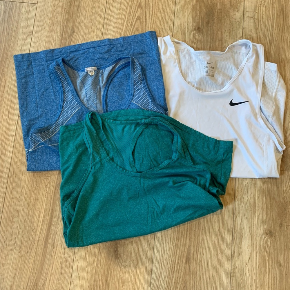 Women's Tank Tops - White, Blue, and Teal Trio